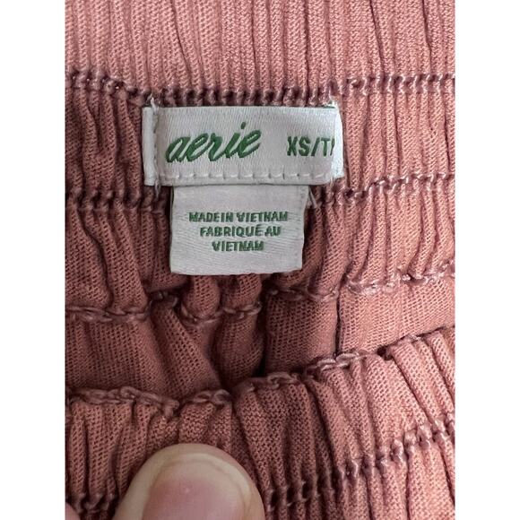 Aerie Hoodie Mini Skirt Ruffled Rust Orange Size Extra Small 100% Cotton - Picture 2 of 5